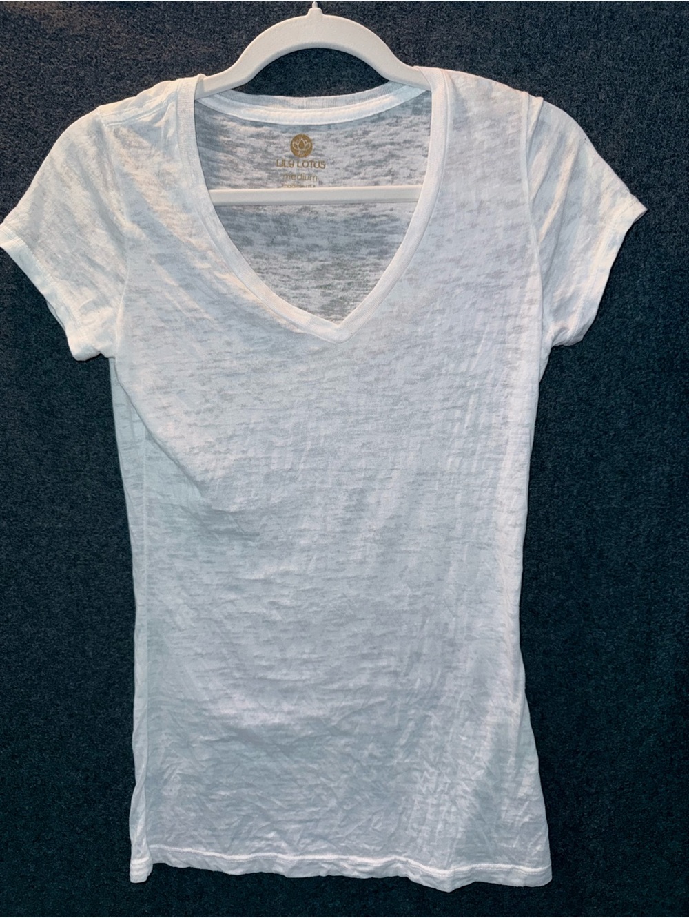 Lil 9 Lotus White Burnout Rhinestone Hamsa Tee Size M - Picture 2 of 8